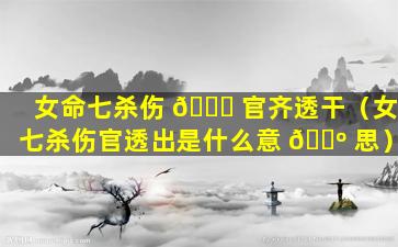 女命七杀伤 🐅 官齐透干（女七杀伤官透出是什么意 🌺 思）
